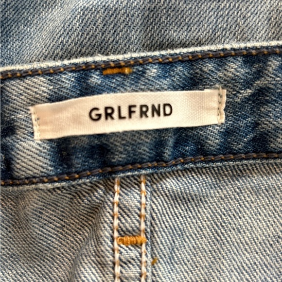 GRLFRND Revolve Kiara Tripped Up Ankle distress knee Cut blue Jeans size 28 - Picture 2 of 16